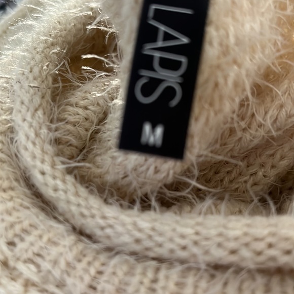 Anthropologie Ladies M beige eyelash sweater. Unique textures, loose threads. - Picture 7 of 8